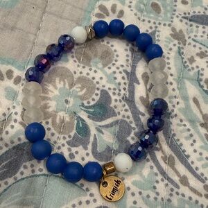 Erimish Blue and White Beaded Bracelet with Charm